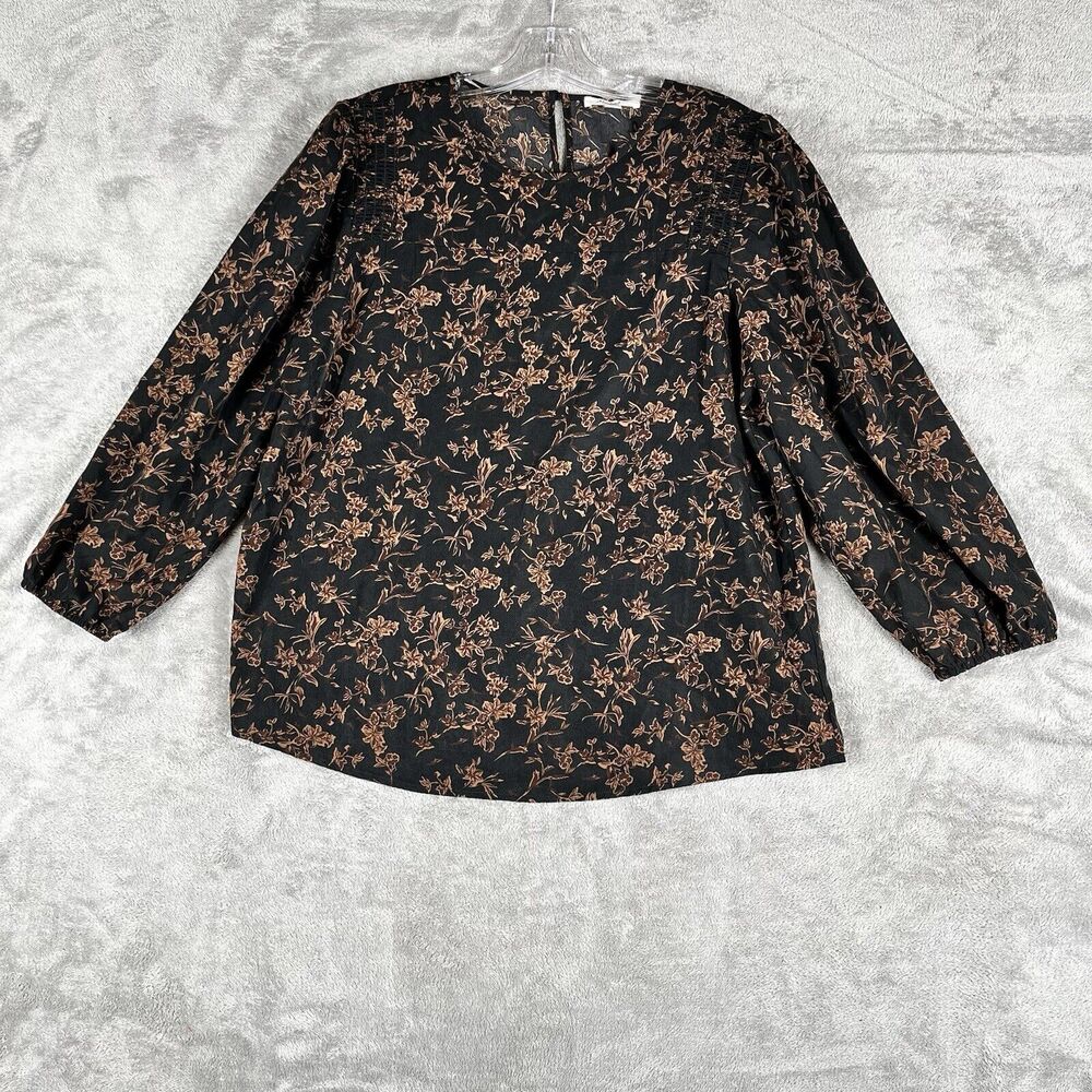 Monday Fun Women's Atlas Smocked Shoulder Detail Blouse Black Size Large